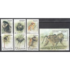 Uganda - Correo Yvert 1745/50+H 303 ** Mnh  Fauna