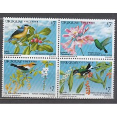 Uruguay - Correo 1999 Yvert 1798/801 ** Mnh Fauna. Aves. Flores