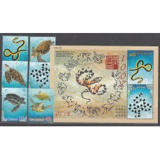 Nueva Zelanda - Correo 2001 Yvert 1818/23+H,144 ** Mnh Fauna. Reptiles Marinos