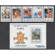 Grenada - Correo 1990 Yvert 1895/9 + H 23 ** Olimpiadas de Barcelona