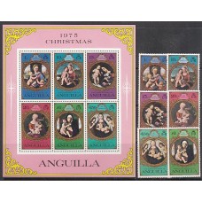 Anguilla Correo Yvert 192/97+Hb 10 ** Mnh Navidad pinturas