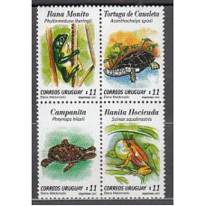 Uruguay - Correo 2001 Yvert 1937/40 ** Mnh Fauna. Tortugas. Ranas