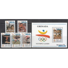 Grenada - Correo 1990 Yvert 1949/53 + H 252 ** Olimpiadas de Barcelona