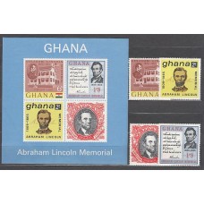 Ghana - Correo 1965 Yvert 197/200+H.18 ** Mnh  Abraham Lincoln