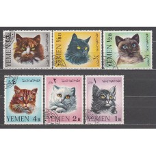 Yemen Reino - Correo Yvert 202/7 o Fauna gatos