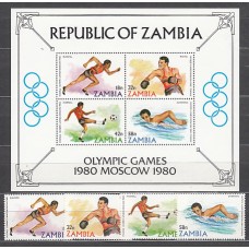 Zambia - Correo Yvert 213/6+H 9 ** Mnh   Olimpiadas de Moscu