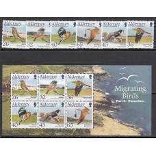 Alderney Correo Yvert 237/42+H.15 ** Mnh Fauna aves