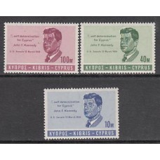 Chipre - Correo 1965 Yvert 239/41 ** Mnh John Kennedy