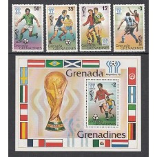 Grenada-Grenadines - Correo Yvert 262/5+H.37 ** Mnh Deportes fútbol