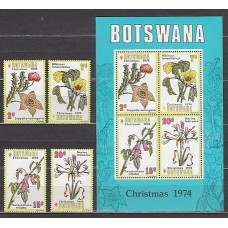 Botswana - Correo Yvert 280/3+H.8 ** Mnh  Navidad flora