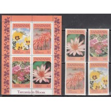 Tanzania - Correo Yvert 281/4+H 46 ** Mnh   Flores