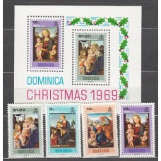 Dominica - Correo 1969 Yvert 282/5+Hb 1 ** Mnh Navidad pinturas
