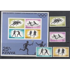 Kenya - Correo Yvert 293/6+Hb 22 ** Mnh  Olimpiadas de los Angeles