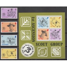 Ascension - Correo Yvert 303/6+H.13 ** Mnh  Scoutismo