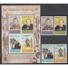 San Cristobal - Correo Yvert 304/7+H.3 ** Mnh Winston Churchill