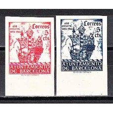 Barcelona Correo 1943 Edifil 49/50s ** Mnh sin dentar. Colón