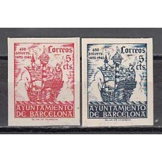 Barcelona Correo 1943 Edifil 49/50s (*) Mng sin dentar. Colón