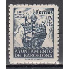 Barcelona Correo 1943 Edifil 50 ** Mnh Colón