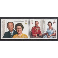 Man - Correo 1986 Yvert 314/6 ** Mnh Isabel II y Philippe