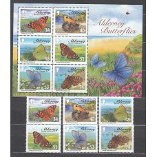 Alderney Correo Yvert 321/6+H.21 ** Mnh Fauna mariposas