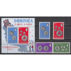 Dominica - Correo 1971 Yvert 327/30+Hb 12 ** Mnh Navidad monedas