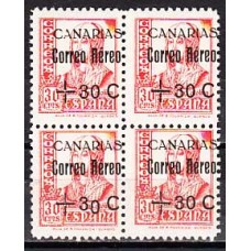 Canarias Variedades 1937 Edifil 40 + 1sello 40ha ** Mnh  Formando bloque cuatro
