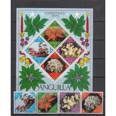 Anguilla Correo Yvert 334/37+Hb 28 ** Mnh Navidad y flores