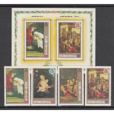 Dominica - Correo 1972 Yvert 342/5+Hb 16 ** Mnh Navidad pinturas