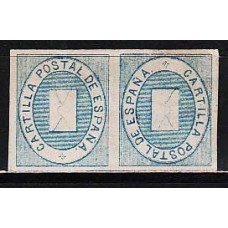 España Franquicias Postales 1869 Edifil 1aii (*) Mng  Pareja vertical, un sello invertido