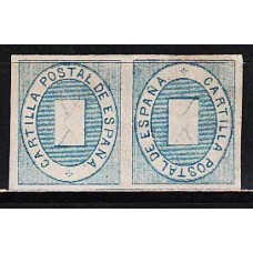 España Franquicias Postales 1869 Edifil 1aii (*) Mng  Pareja vertical, un sello invertido