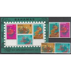 Bahamas - Correo 1974 Yvert 346/49+Hb 10 ** Mnh UPU