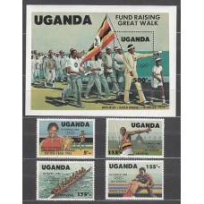 Uganda - Correo Yvert 350/3+H 44 ** Mnh  Olimpiadas de los Angeles