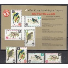 Seychelles - Correo Yvert 351/4+Hb 6 ** Mnh  Fauna aves