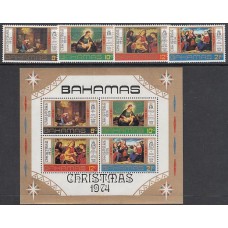 Bahamas - Correo 1974 Yvert 354/57+Hb 12 ** Mnh Navidad pinturas