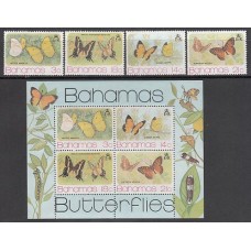 Bahamas - Correo 1975 Yvert 358/61+Hb 13 ** Mnh Fauna mariposas