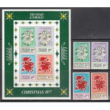 Trinidad y Tobago - Correo Yvert 362/5+H,21 ** Mnh  Navidad flores