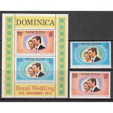Dominica - Correo 1973 Yvert 366/7+Hb 20 ** Mnh Boda real