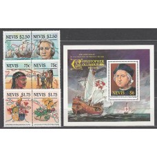 Nevis - Correo Yvert 381/6+H,9 ** Mnh Descubrimiento de América