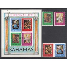 Bahamas - Correo 1976 Yvert 382/85+Hb 18 ** Mnh Navidad Pinturas