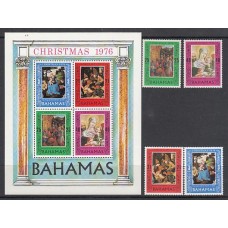Bahamas - Correo 1976 Yvert 382/85+Hb 18 ** Mnh Navidad Pinturas