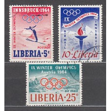 Liberia - Correo 1963 Yvert 391+A.144/5 usado  Olimpieadas de Insbruck