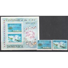 Dominica - Correo 1974 Yvert 409/10+Hb 28 ** Mnh UPU