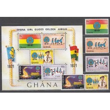 Ghana - Correo 1971 Yvert 409/413+H.40 ** Mnh  Scoutismo