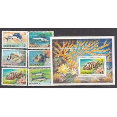 Dominica - Correo 1975 Yvert 414/9+Hb 30 ** Mnh Fauna peces