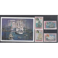 Uganda - Correo Yvert 421/4+H 60 ** Mnh  Barcos