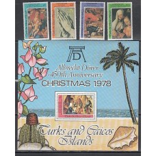 Turk y Caicos - Correo Yvert 427/30+H,13 ** Mnh  Navidad