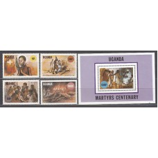 Uganda - Correo Yvert 429/32+H 62 ** Mnh  Mártires cristianos