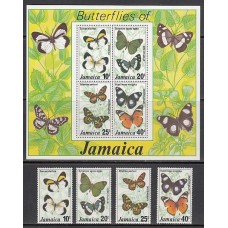 Jamaica - Correo Yvert 431/4 + H 10 ** Mnh Fauna mariposas