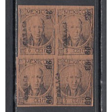 Mexico - Correo 1868 Yvert 43a Firma Roig * Mh Personaje Bloque de cuatro