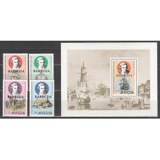 Barbuda - Correo Yvert 445/8+Hb 45 ** Mnh James Cook